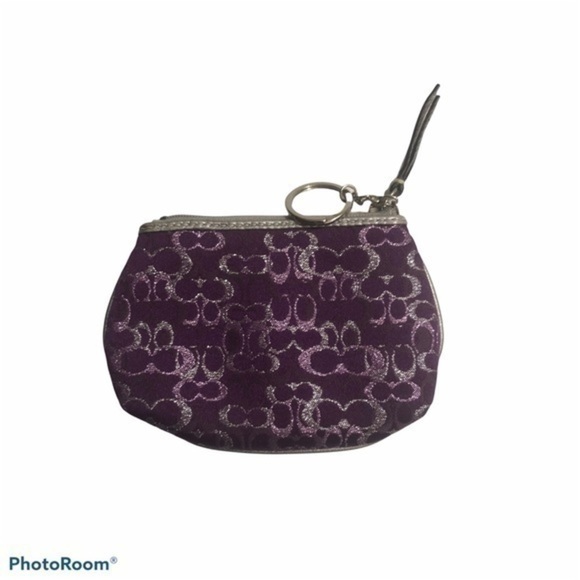 Coach purple silver optic coin pouch key ring - Picture 4 of 7